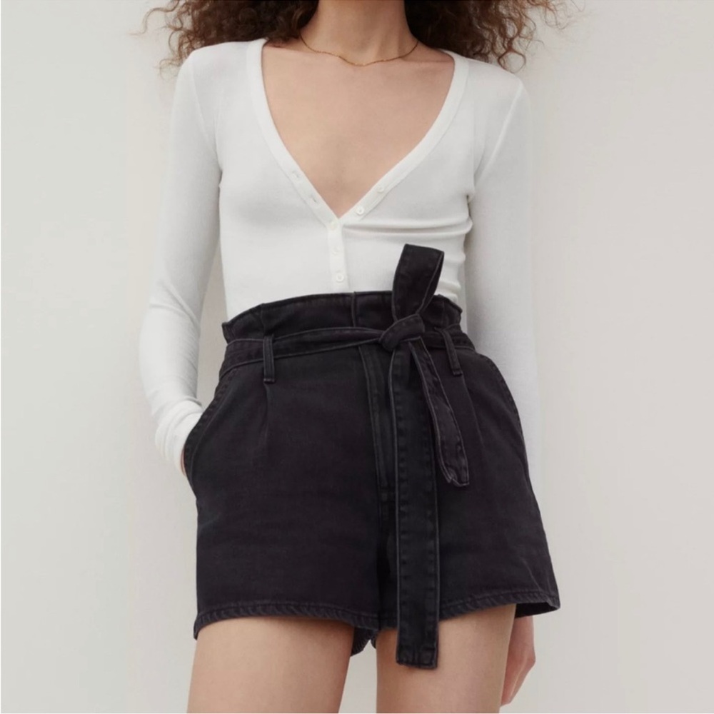 Aritzia “Free Jeans” High Waisted Black Jean Shorts